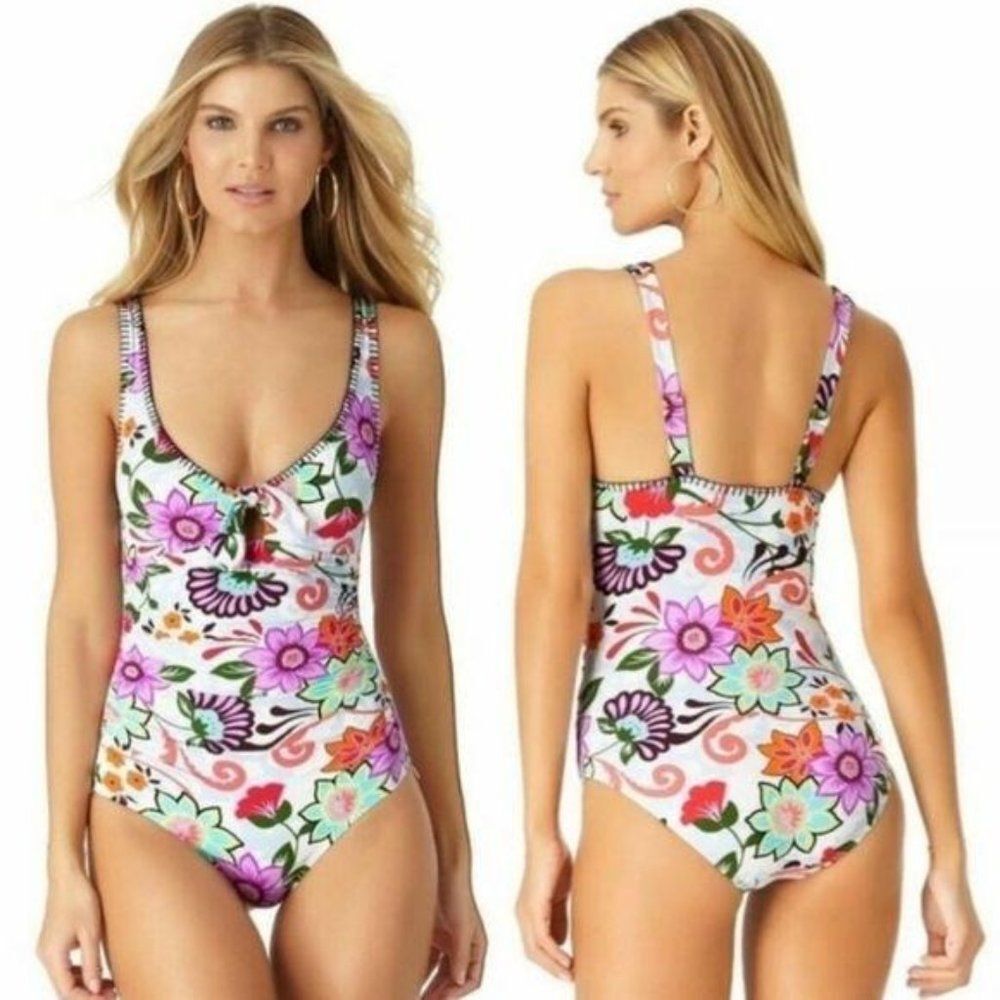NWT Anne Cole Fleetwood Floral Key-Hole One-Piece Swimsuit